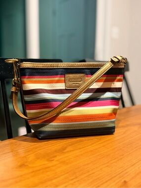 COACH Legacy Stripe Mini Bag - Gold Strap